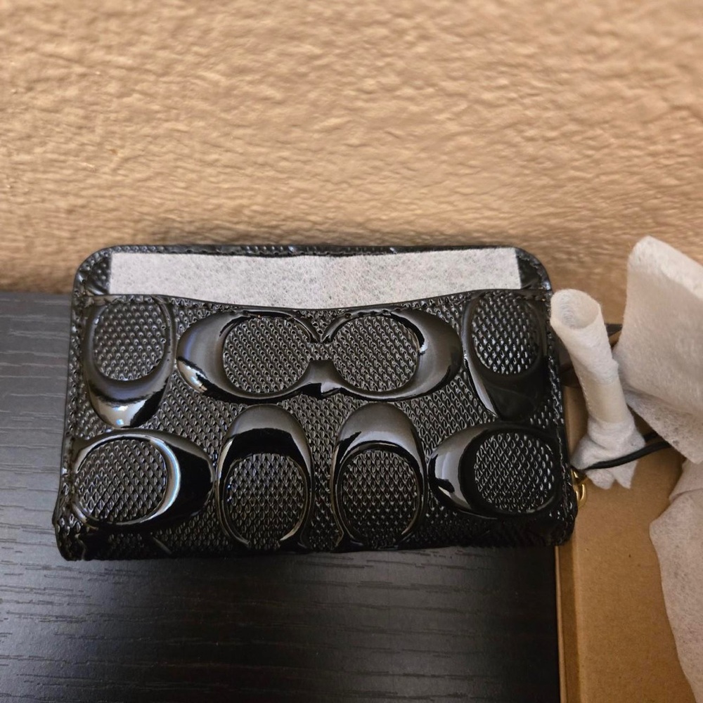 Coach Black Embossed Small Zip Wallet - New - Picture 4 of 5